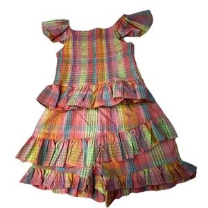 Bonnie Jean Girls Size 5 Smocked Top Skort Set NWT Pastel Plaid Easter Dressy